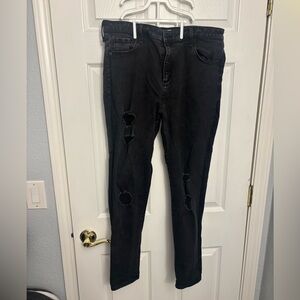 Abercrombie & Fitch Black Distressed Skinny Jeans